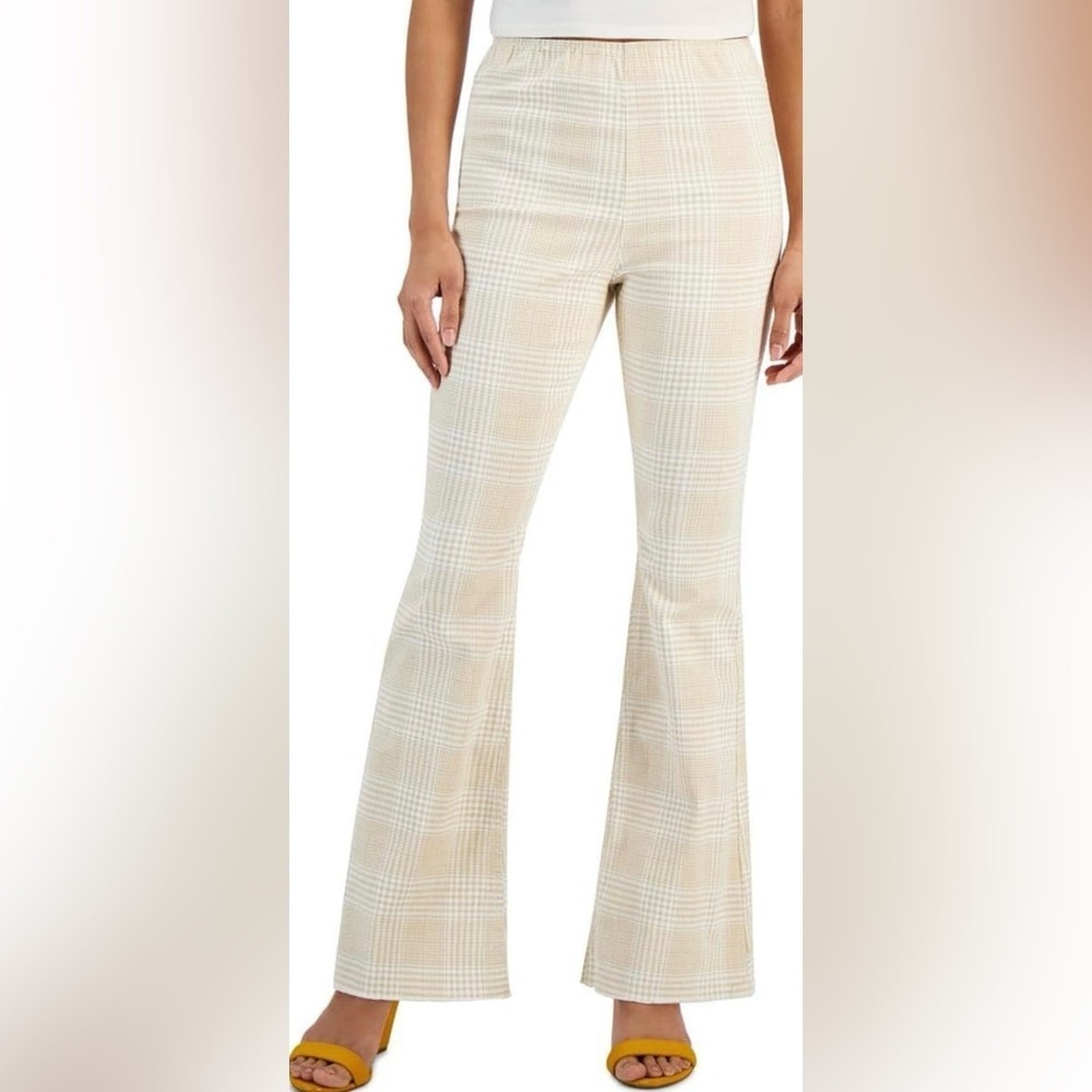 Tinseltown|Women's boho Flare checkered Jeans in neutral tan color•••NWT,size 11